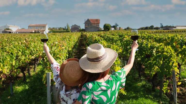 women friends in vineyard