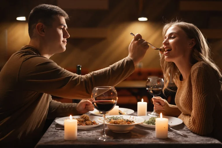 romantic dinner man and woman