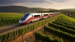 TGV trein passeert Franse wijngaarden